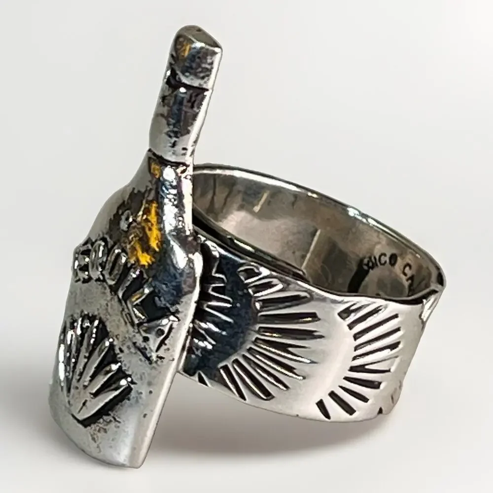 Sterling Silver TAXCO Mexico Tequila Bottle Ring Wide Stamped Band Adjustable